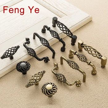 

Feng Ye Bird Nest Handle Black Door Knob Vintage Antique Bronze Cabinet Knobs And Handles Furniture Drawer Cupboard Closet Pulls