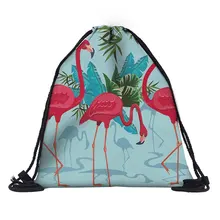 Multifunction Color with flamingo Drawstring Bag String Sack Bag Beach Girls Women Travel Storage Package Teenagers backpack