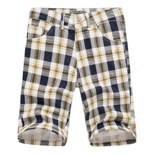 Летние клетчатые Рубашки домашние Для мужчин хлопок шорты-карго Мода Полосатый плед твердые прямые шорты новое поступление