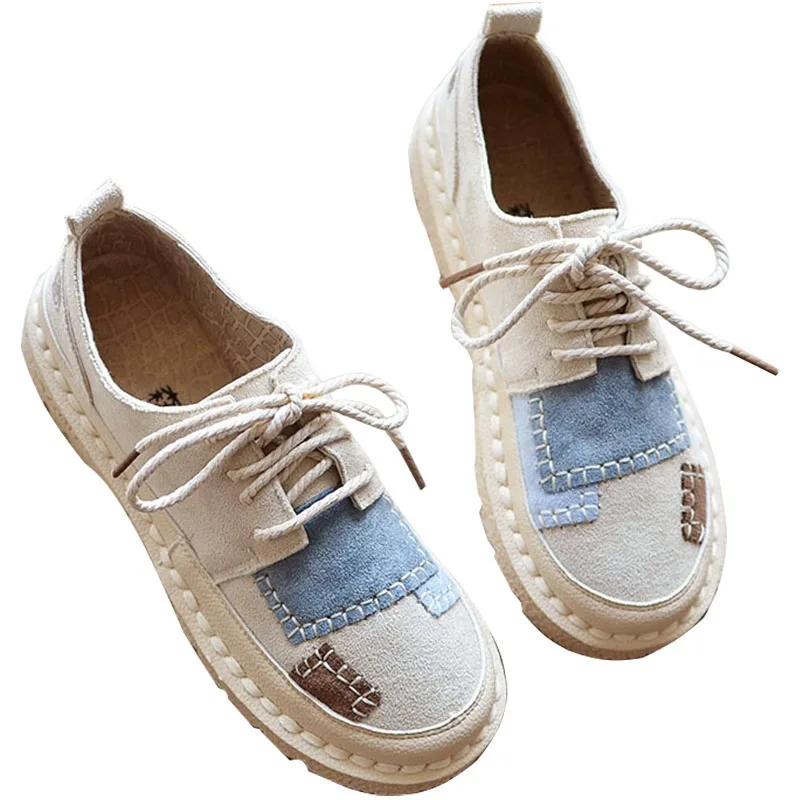 

Original handmade casual shoe wild color matching flat shoe 2019 new Mori literary retro single shoes Japanese suede women shoe
