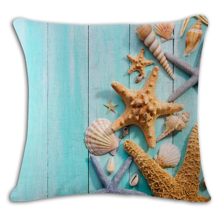 Sea Beach Cushion Cover Woven Linen Family Affection Sofa Car Seat Family Home Decorative Throw Pillow Case Housse De Coussin