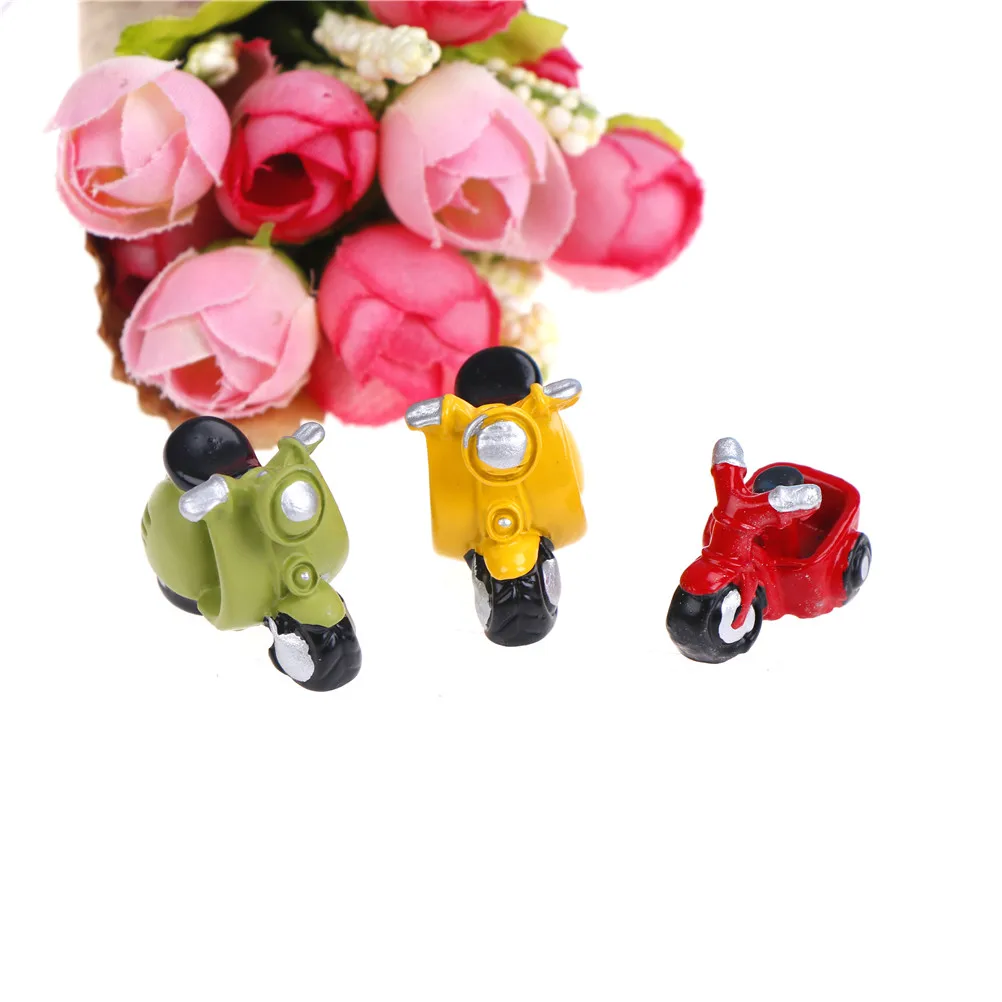 New 1pc Colorful Dollhouse Fairy Motorcycle Crafts Micro Landscape Miniature Resin Tricycle Garden Decoration | Дом и сад
