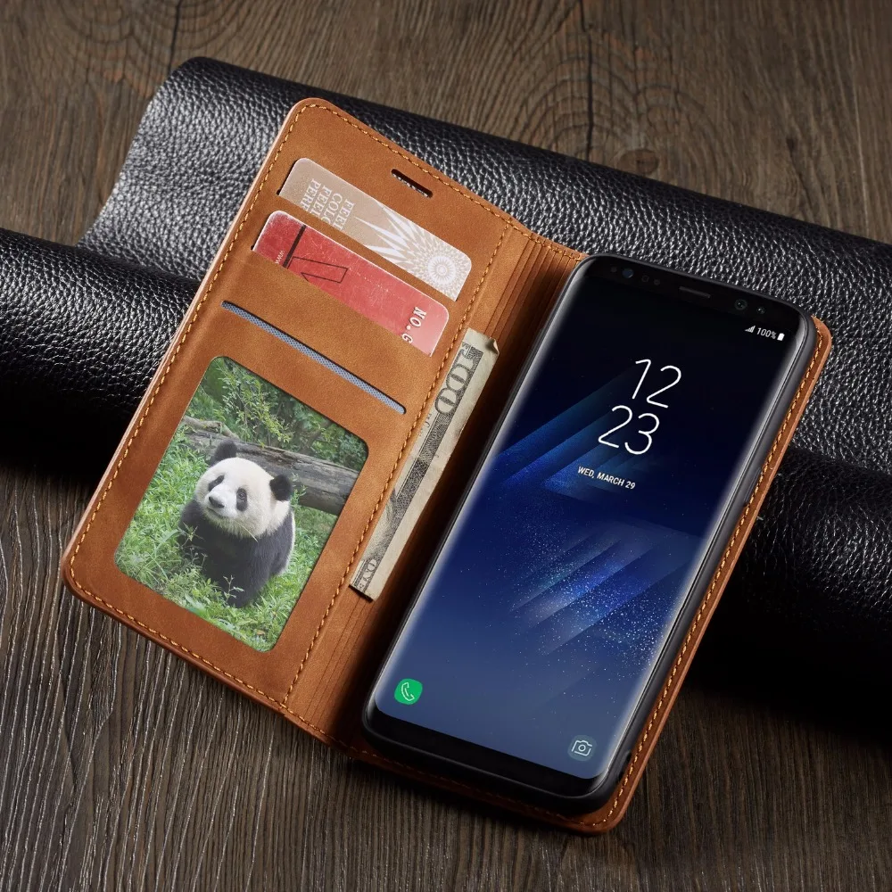 Кожаный флип чехол для samsung s8 s9 s10 чехлы S8 galaxy S10 plus задней панели