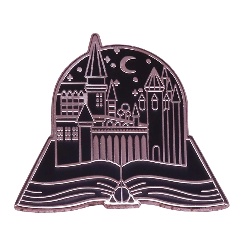 

Books are magic enamel pin literary book worm brooch witchcraft castle badges reader writer librarian gift