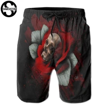 SAMCUSTOM мужские быстросохнущие ультралегкие дышащие персонализированные Креативные 3D розы и черепа плоский пляжный навес шорты
