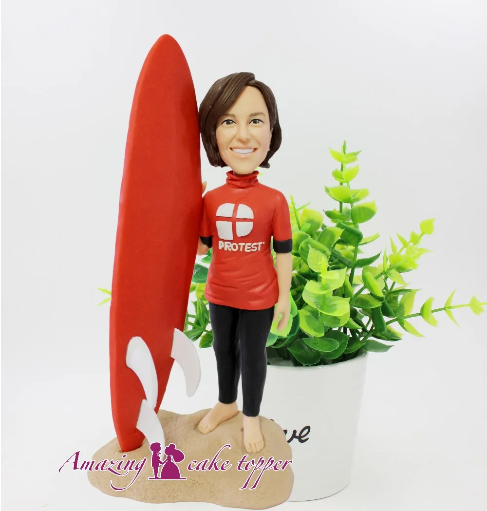 2019 AMAZING CAKE TOPPER Beach Surf girl Toys Custom Polymer Clay Figure From Pictures Christmas gife | Дом и сад