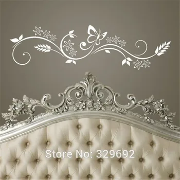 

free shipping Beautiful Butterfly Flower Vinly Removable Wall Decal Art Mural Wall Sticker Large Home Decoration size 35x120cm