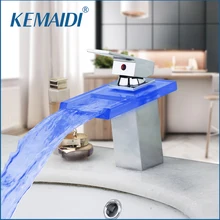 KEMAIDI светодиодный 3 цвета Ванная Раковина Водопад хромированный смеситель кран для ванной светодиодный кран torneira смеситель для ванной комнаты