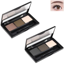 Бренд, 3 цвета, профессиональная пудра для глаз/тени для бровей, тени для бровей, усилитель палитры с концом, набор кистей, коричневая пудра