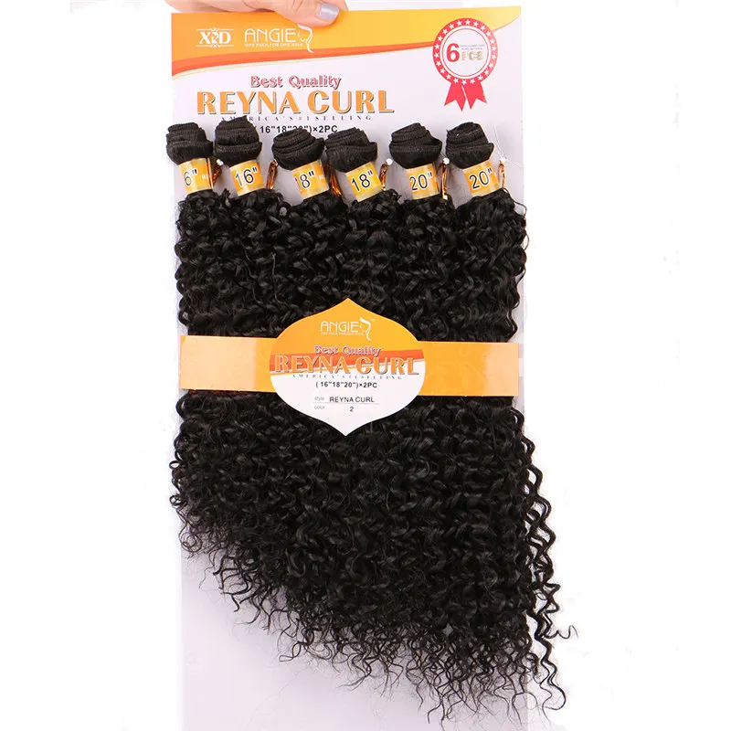 Kinky Curly Wave High Temperature Fiber Weave REYNA Synthetic Hair Bundles 6pcs/Lot hair Gram - Цвет: #2