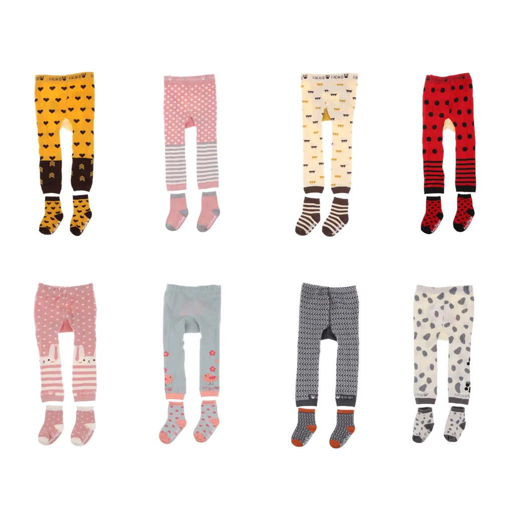 Boys Girls Warm Animal Cartoon Leggings PP Pants with Socks Yellow Bee
