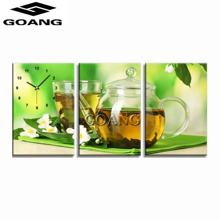 

GOANG 5D diy diamond painting cross stitch diamond embroidery diamond mosaic Oil painting green tea picture triptych paintings F