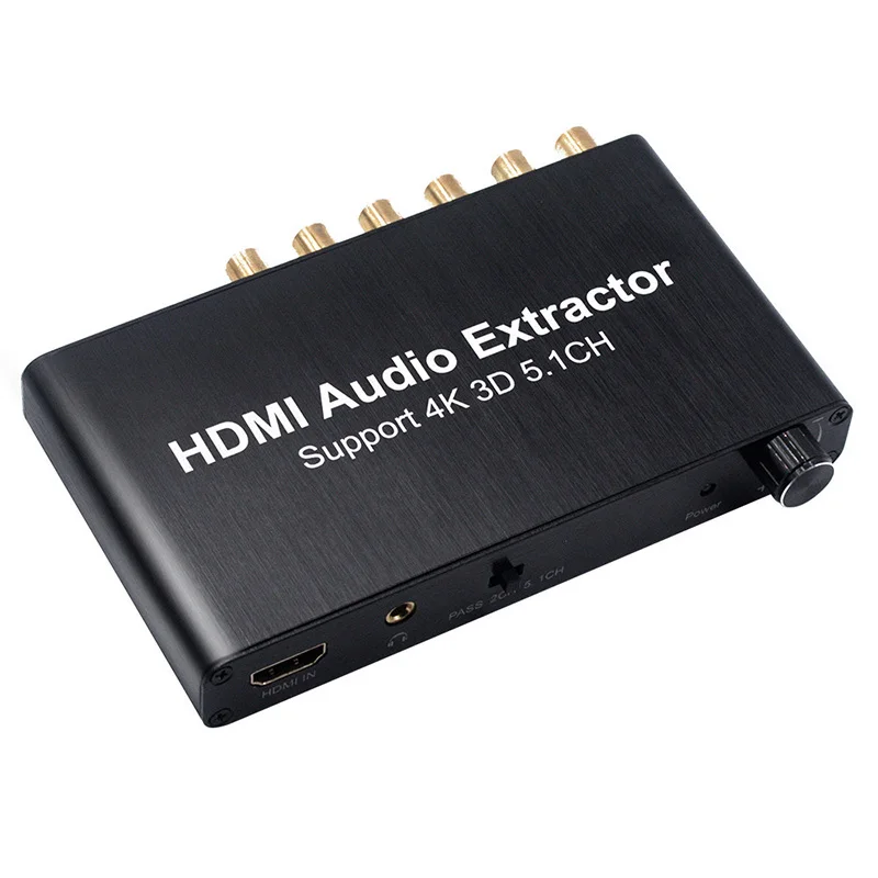 

4K 3D 5.1CH HDMI Audio Extractor With Volume Control HDMI to HDMI Audio Splitter Amplifier Analog Converter for PS4 DVD