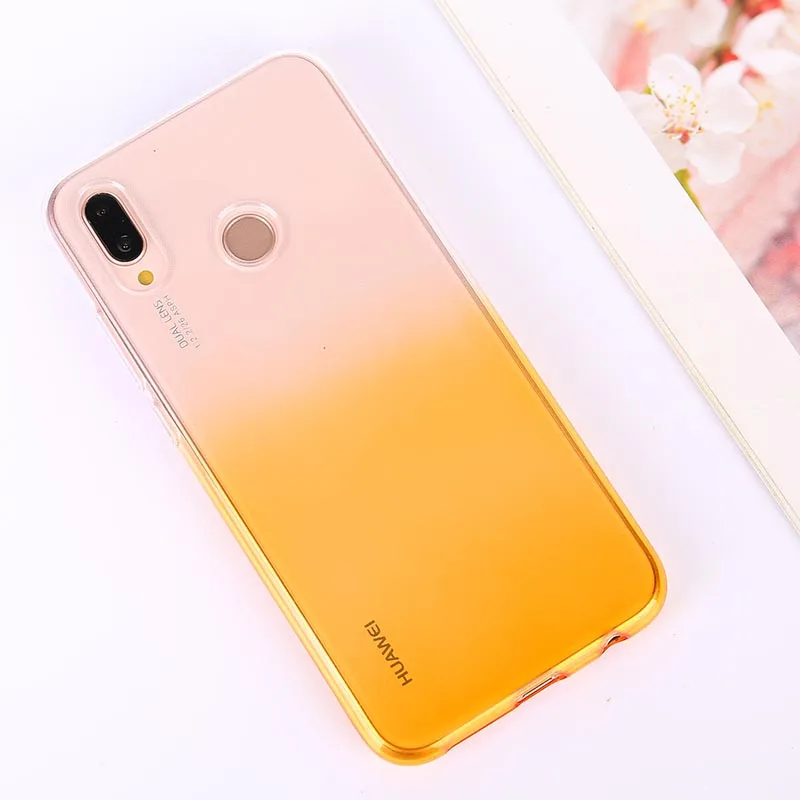 Градиентный чехол для huawei P20 Lite P10 P8 P9 Lite Mini Коврики 10 Honor 6C 6A 7X 7C 7A Pro 10 9 Lite Y9 P Smart Мягкая обложка - Цвет: Yellow