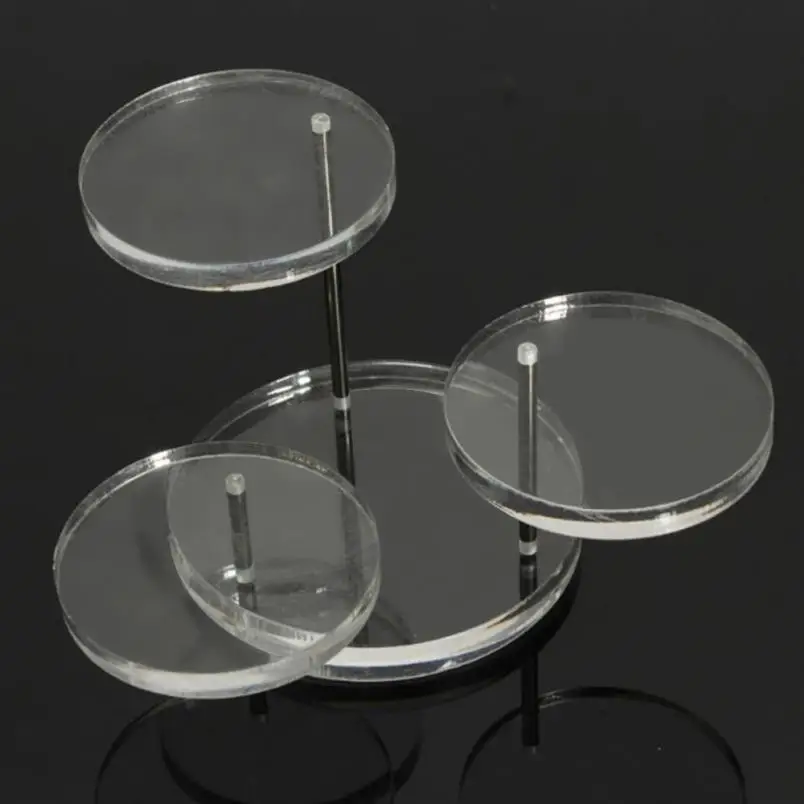 

2018 New 3 Layer Clear Round Button Acrylic Jewelry Display Stand Earring Necklace Ring Organizer Display Shelf Popular Organize