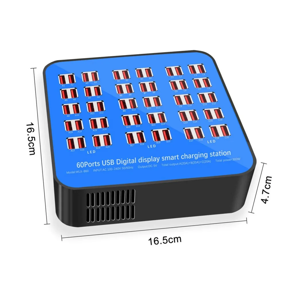 Смарт 60 портов USB концентратор зарядная станция розетка питания мульти порт скорость настенное зарядное устройство док-станция зарядное устройство адаптер