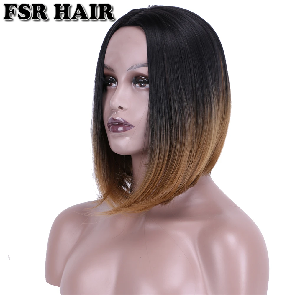 Разные цвета FSR короткие волосы кружева парики для черных женщин дешевые шелковистые прямые Омбре синтетический парик