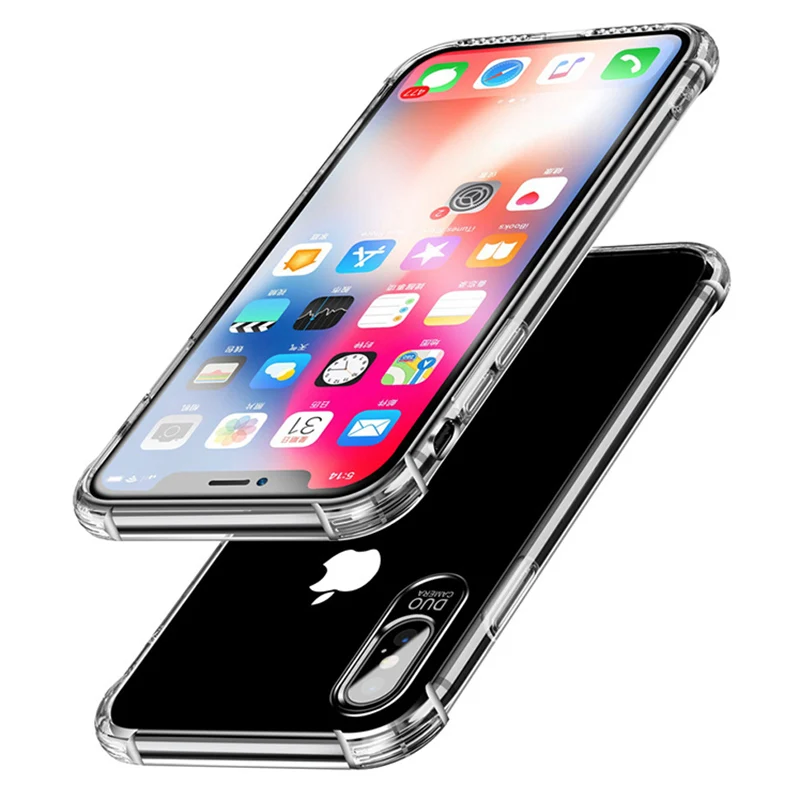 

For iPhone 6 7 8 Plus 5S 5 SE Phone Case Clear Crystal TPU Shockproof Soft Silicone Transparent Cover For iPhone XS Max X XR 6S