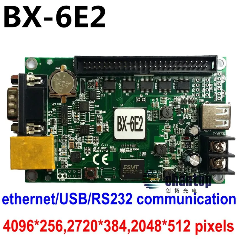 

BX-6E2 network RJ45/USB/RS232 port Ethernet 4096*256pixles single/double/full color super large lintel display led control card
