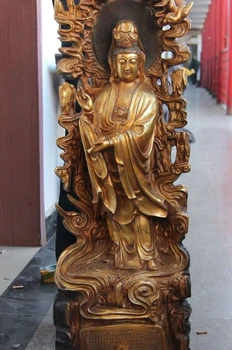

39 China Brozne Copper Buddhism Kwan-yin Guanyin Bodhisattva Budhda Vase Statue