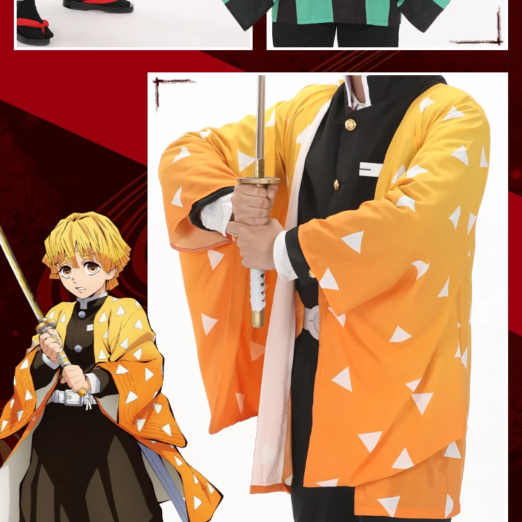 Аниме демон убийца Kimetsu no Yaiba костюмы для косплея Униформа юката верхняя одежда Haori Kamado Tanjirou полный комплект S-2XL