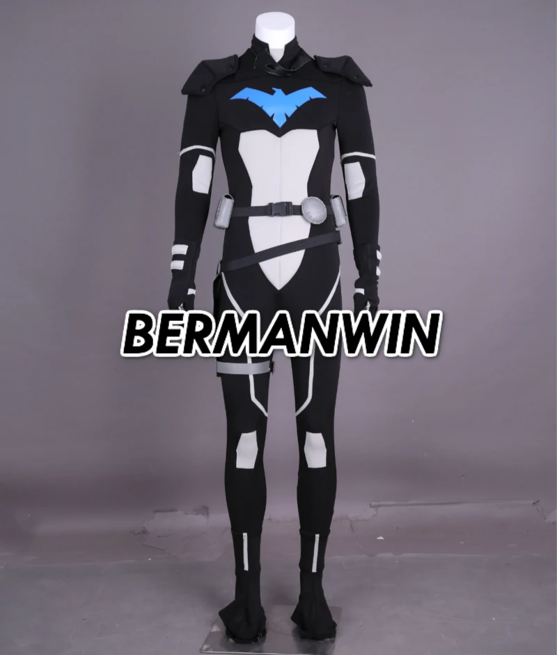 BERMANWIN высокое качество Young Justice костюм найтвинга полный комплект для взрослых мужчин ночное крыло Робин Хэллоуин Косплей Костюм