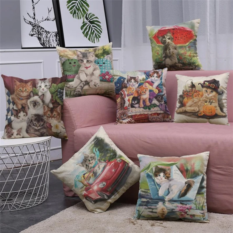 Cute Cat Sofa Bed Home Decoration Festival Pillow Case Cushion Cover06
