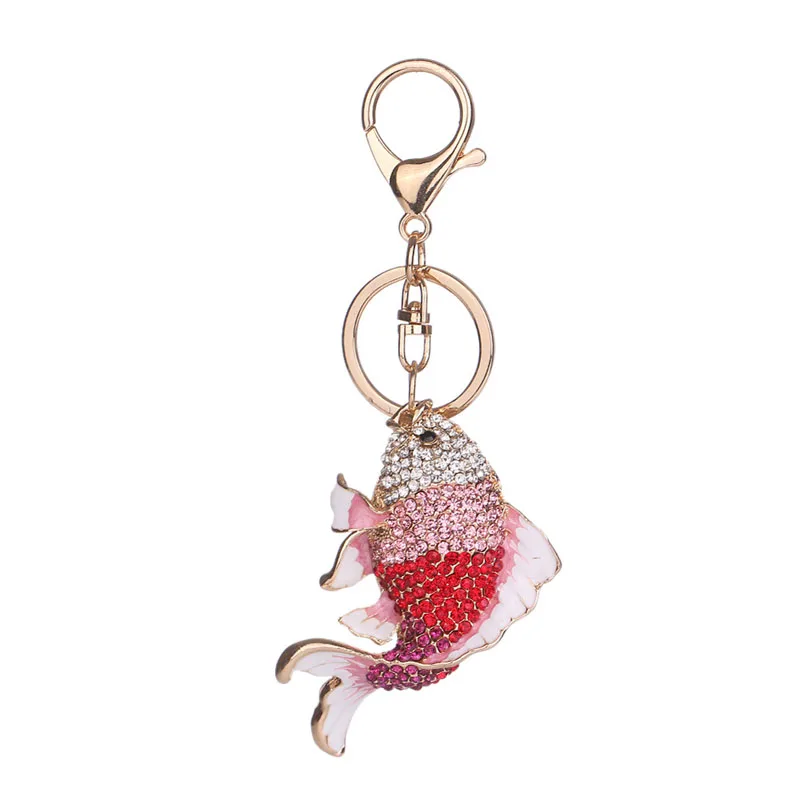 

Lovely Carp Fish Keyring Rhinestone Charm Pendant Purse Handbag Key Chain Ring