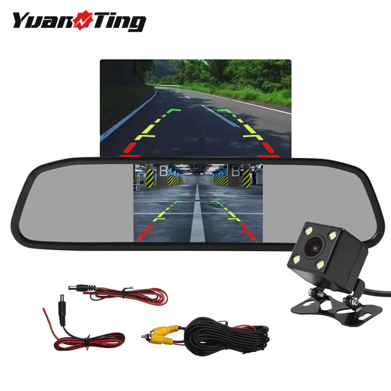 YuanTing 4," зеркало монитор комплект с автомобилем 4 светодиода водонепроницаемый Ночное Видение заднего вида резервная камера 170 градусов широкий обзор поле