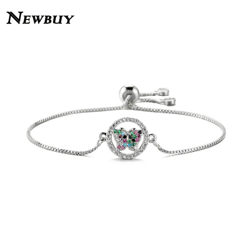 NEWBUY Мода Милая бабочка очарование Браслеты для Для женщин девочек красочные кубическим цирконием, Ювелирное Украшение паве Femme Bijoux(украшения своими руками