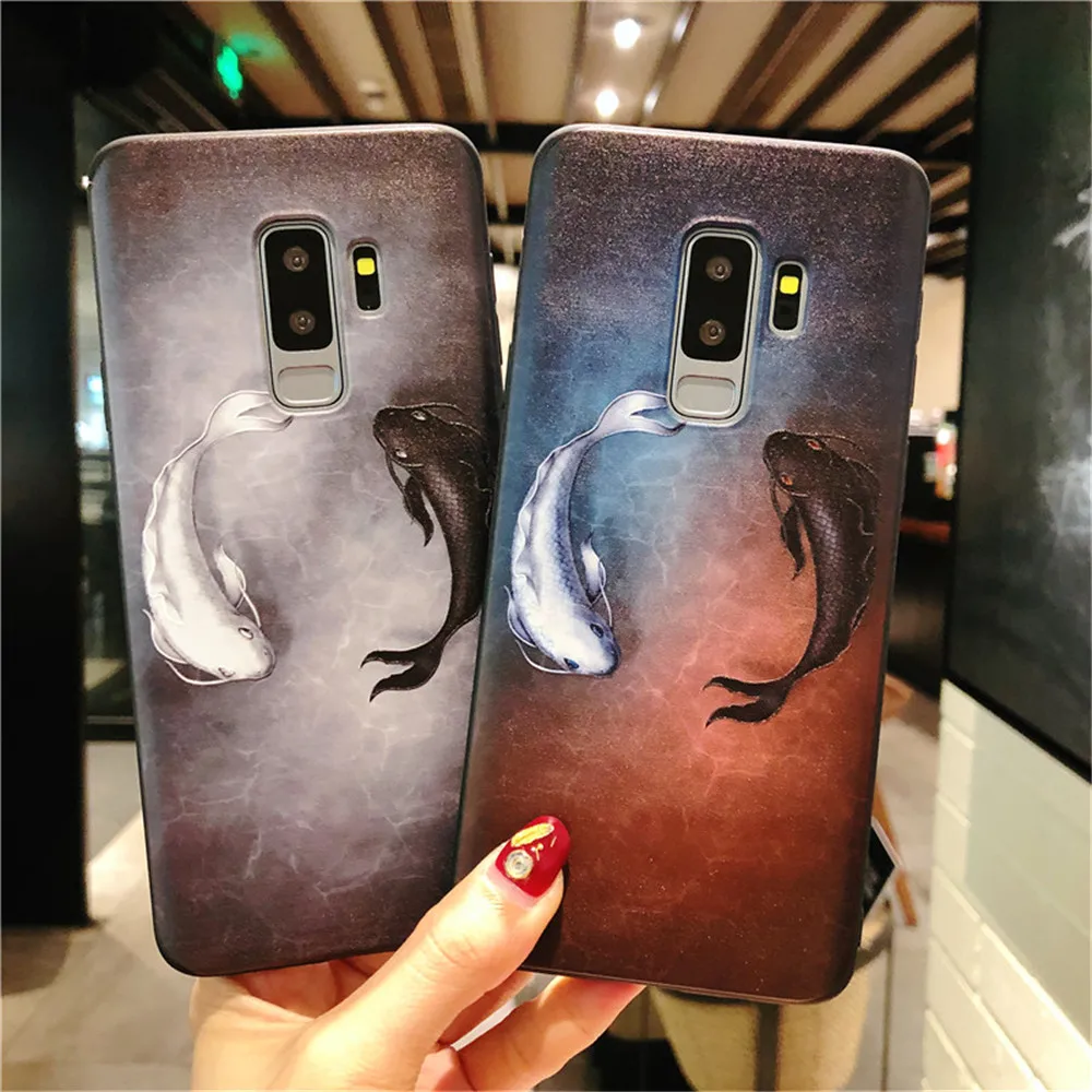 Cartoon Case For Samsung Galaxy S8 Retro Chinese Tai Chi Yin Yang Fish Pattern Phone S9plus Soft Back Cover |