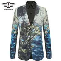 Plyesxale 2018 New Arrival 3D Mens Printed Blazer Slim Fit Wedding Male Blazer Jacket Brand Leisure Blazer Masculino Q436