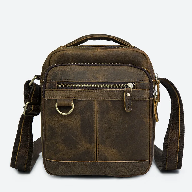 

New Men Casual Handbag Crazy Horse Genuine Leather Male Crossbody Shoulder Bag Men's Messenger Bags For Travel Vintage Style