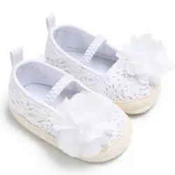 Сладкий малыш младенческой Одежда для малышей Обувь для девочек принцессы с цветами туфли с эластичными лентами мягкая подошва Обувь Prewalker