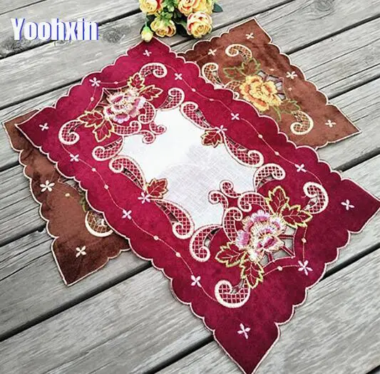 

HOT flower Placemat Embroidery Table place Mat cloth coffee lace Doily Cup tea dining Christmas Coaster mug drink Pad kitchen