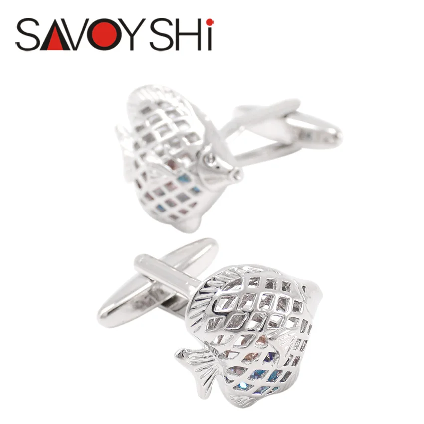 Мужские серебряные запонки SAVOYSHI для французских рубашек высококачественные с
