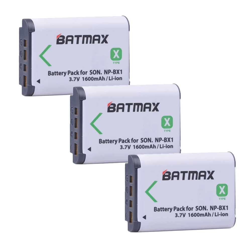 

Batmax 3 шт. 1600 мАч NP-BX1 NPBX1 NP BX1 Аккумулятор для SONY DSC RX1 RX100 RX100iii M3 M2 RX1R WX300 HX300 HX400 HX50