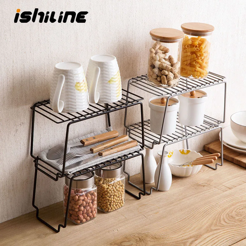 المطاوع الحديد تخزين الرف المطبخ تكويم رفوف التوابل طبق عاء التشطيب رف المنزل الحمام المنظم