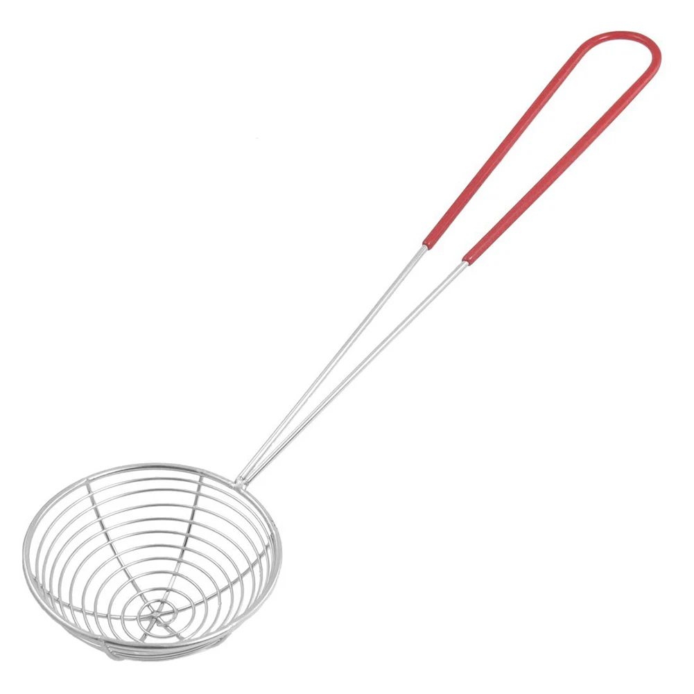 HOT SALE Kitchen Long Handle Stainless Steel Fine Spiral Mesh Ladle