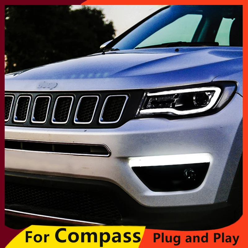 KOWELL стайлинга автомобилей для Jeep Compass фары Новый 2017 2018 компас светодиодный задний