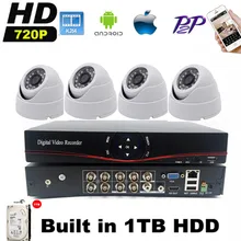 8CH HDMI DVR AHD CCTV Sistema HD 720 P 4 UNIDS 1.0MP Ir-cut Sistema de Vigilancia de Vídeo CCTV Cámara de Seguridad Inicio Kits Con 1000 GB HDD
