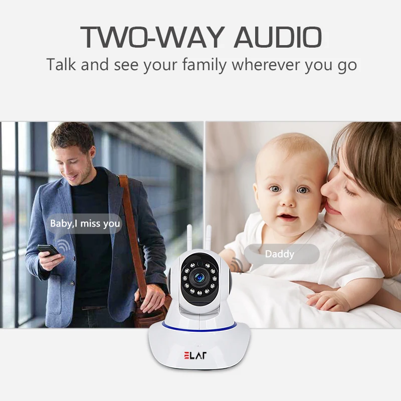 ELAF 720P HD Wireless IP Camera Baby Monitor Home Security Surveillance Network IR Night Vision Motion Detection Alarm Camera