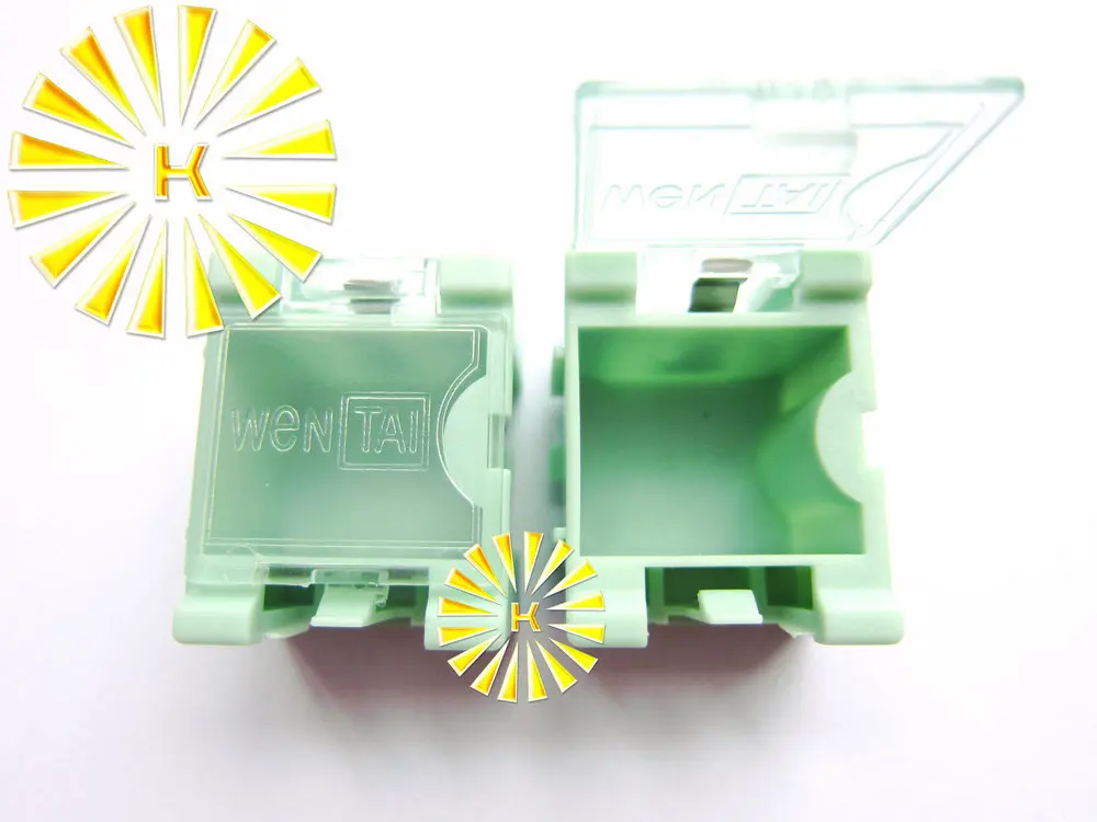 

100pcs x Green Blue Yellow Black Grey Orange Pink Color Capacitor Resistor SMT Electronic Component Mini Storage box