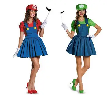 

Free shipping super mario costume womencostume clothing sexy plumber costume mario fantasia super mario costumes for adults