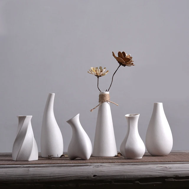 Best Offers White minimalist Vintage Home Decoration Traditional Chinese Ceramic Flower Vases Creative mini Porcelain Vase For Flowers