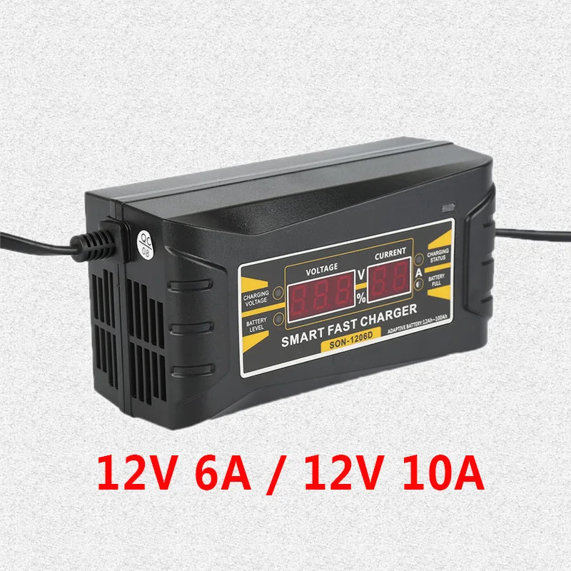 

New Automatic Full Smart 12 V 10A Lead Acid / GEL Car Battery Charger W / LCD Display US EU Plug Smart Battery Quick Charger