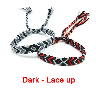 2 шт. T-elio браслет для влюбленных, ручная работа, вязаные цепочки для косплея, веревочные браслеты, ювелирные изделия для женщин, мужские подарки - Окраска металла: Dark Lace up
