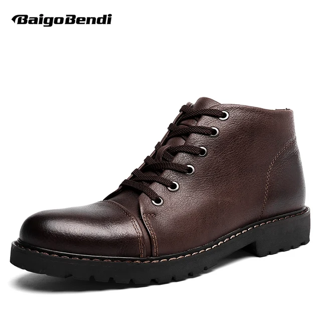 Top Genuine Leather Lace Up Military Warm Fur Snow Ankle Boots Mens Top Genuine Leather Lace Up Military Warm Fur Snow Ankle Boots Mens Casual Office Winter Shoes