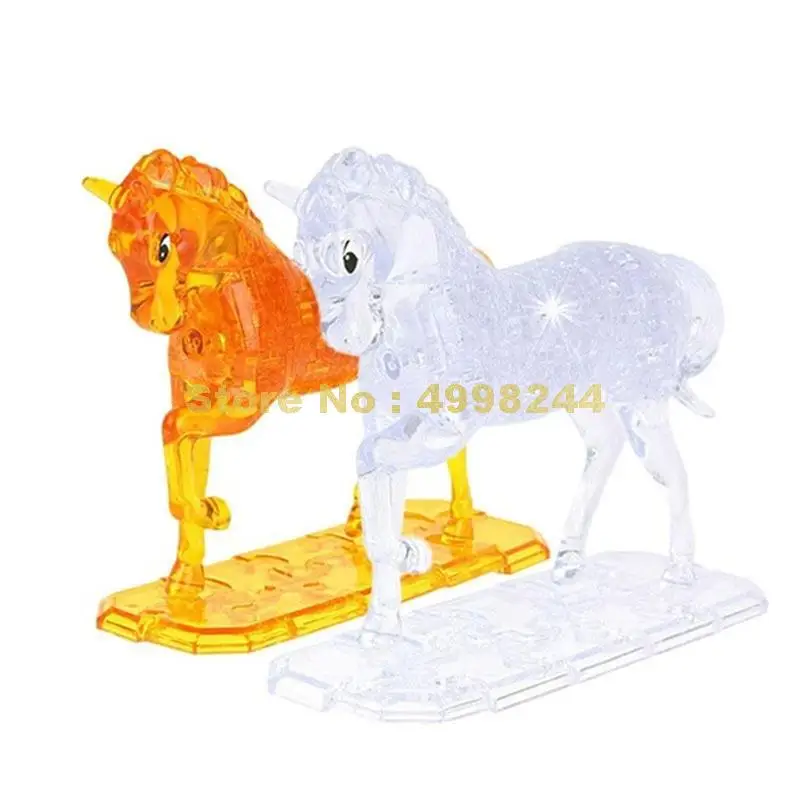 

100pcs animal horse unicorn diy 3d crystal puzzle creative learning jigsaw Toy