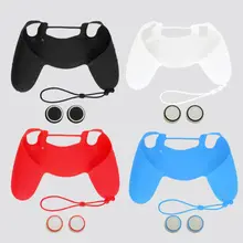 1 шт. Мягкие силиконовые Защита Чехол с ручной ремешок для Playstation 4 PS4 Беспроводной контроллер+ 2 шт. Ручки рулевые для мотоциклов